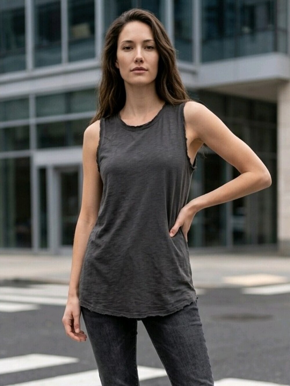 Gap gray sleeveless flowy scoop neck top Sz S Gorgeous design